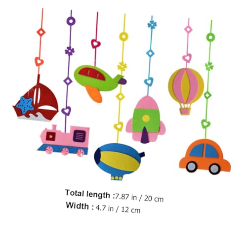 JEWEDECO 7 Stück Kindergarten Hängende Fahrzeug-pendelleuchten Filz Dekorationsset Klassenzimmer Decke Kindergarten Dekorationen Sicher Langlebig Bunte Muster von JEWEDECO
