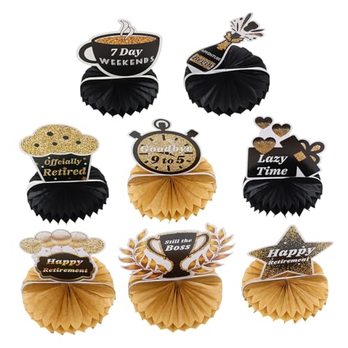 JEWEDECO 8 Stück Teiliges Honigwaben Papier dekor Ruhestand Deko für Feier Büro Party Einzigartige Rentenfeier Dekoration Einfach zu Arrangieren Sichere Materialien Tischdekoration von JEWEDECO