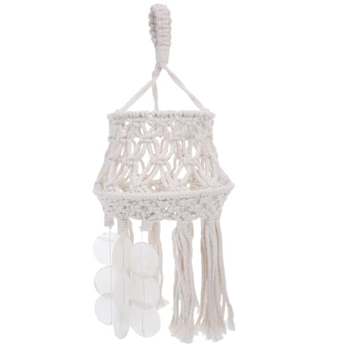 JEWEDECO Boho Pendelleuchte Lampenschirm aus Atmungsaktivem Baumwollgewebe Handgefertigter Leichter Ersatz für Deckenleuchte und Wandlampe Stilvoll für Wohnzimmer und Schlafzimmer von JEWEDECO