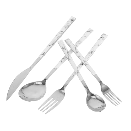 JEWEDECO Edelstahl Besteckset mit Weißem Marmorgriff Mit Gabel Messer Löffel Robust Spülmaschinenfest Wiederverwendbar Praktisches Haushalts Reise Küche und Restaurant JEWEDECO Edelstahl Besteckset mit Weißem Marmorgriff Mit Gabel Messer Löffel Robust Spülmaschinenfest Wiederverwendbar Praktisches Haushalts Reise Küche und Restaurant von JEWEDECO