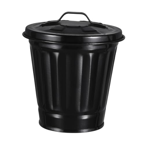 JEWEDECO Kleiner Tischmülleimer aus Robusten Metall mit Deckel Tragbarer Leichter Desktop abfalleimer Dekorativer Witziger für Büro Wohnzimmer und Schlafzimmer von JEWEDECO