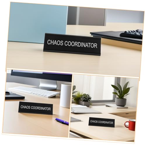 JEWEDECO Mediator Position Förmiges Aluminiumschild Schreibtischplatte Robuster Schreibtischaufsteller Schwarzes Namensschild für Büro und Home Office von JEWEDECO