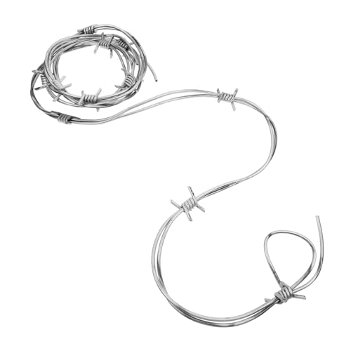 JEWEDECO Silberne Halloween Stacheldraht Deko Kunststoff Requisite Leichtgewichtige Party Favor Gruselige Wanddekoration für Spukhäuser Kostümpartys von JEWEDECO