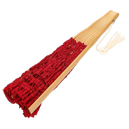 JEWEDECO Vintage Spitzen-handfächer Rot Faltbarer Handgehaltener Spitzenfächer mit Stickerei Europäischer Stil Dekorativer Faltbarer Fächer für Bühne Hochzeit und Raumdeko von JEWEDECO