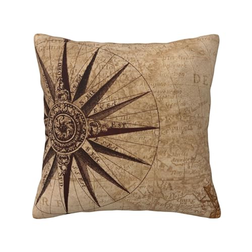 JEWOSS Kompass Karte Druck Doppel Plüsch Kissenbezug 45,7 x 45,7 cm Dekorative Kissenbezug Sofa Kissenbezug von JEWOSS