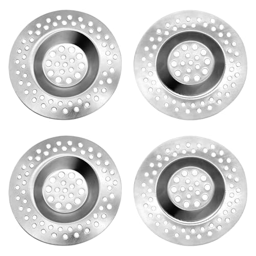 JEYORZY 4 Stück Edelstahl Abflusssieb, Spülbeckensieb, Dusch- und Haarfilter, Waschbecken Sieb, Abfluss Siebe in Silber JEYORZY 4 Stück Edelstahl Abflusssieb, Spülbeckensieb, Dusch- und Haarfilter, Waschbecken Sieb, Abfluss Siebe in Silber von JEYORZY