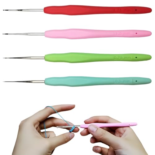JEYORZY 4 Stück Häkelnadel Set, 4 Größen Ergonomische Häkelnadel Metall Häkelnadel mit Bunte Silikongriff 10 cm Extra Lange Häkelnadel Stricknadel für Anfänger und Häkelliebhaber (0.5/0.75/2/1.25 mm) JEYORZY 4 Stück Häkelnadel Set, 4 Größen Ergonomische Häkelnadel Metall Häkelnadel mit Bunte Silikongriff 10 cm Extra Lange Häkelnadel Stricknadel für Anfänger und Häkelliebhaber (0.5/0.75/2/1.25 mm) von JEYORZY