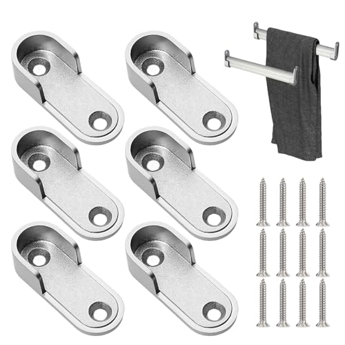 JEYORZY 6 Stück Schrankrohrhalter Oval - Lagerung für Schrankrohre in Silberfarbe Schrankrohrlager oval Halterung für Kleiderstange Schrank Metall Kleiderstangenhalter für Ovalstange, mit 12 Schrauben JEYORZY 6 Stück Schrankrohrhalter Oval - Lagerung für Schrankrohre in Silberfarbe Schrankrohrlager oval Halterung für Kleiderstange Schrank Metall Kleiderstangenhalter für Ovalstange, mit 12 Schrauben von JEYORZY