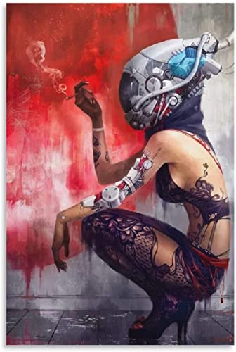 JEYUAN Bild Auf Leinwand Cyborg Girl Poster e stampe di arte murale Arredamento moderno per la casa da letto della famiglia 60x90cm Senza Cornice von JEYUAN