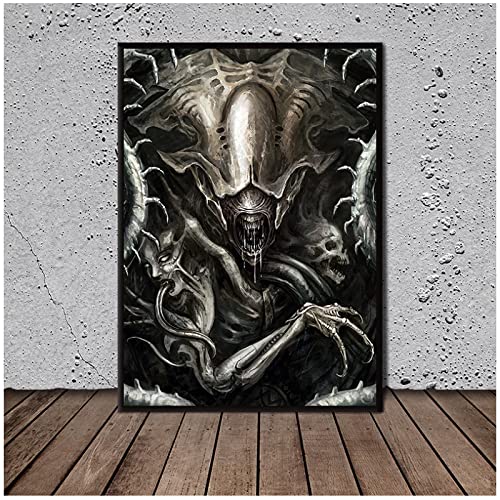 JEYUAN Bild Auf Leinwand Hr Giger Alien Dekorative Leinwand Wandkunst Wohnzimmer Poster Schlafzimmer 60x90cm Kein Rahmen von JEYUAN