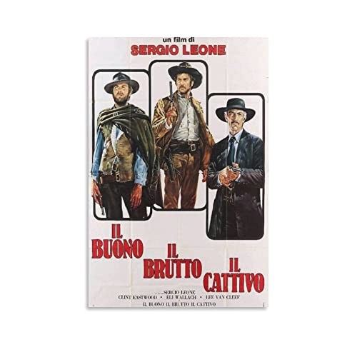 JEYUAN Kunstwerk Malerei Leinwanddrucke Buono Il cattivo e il brutto classico film poster tela parete arte stanza immagini per camera da letto regali decorazione 60x90cm Senza Cornice von JEYUAN