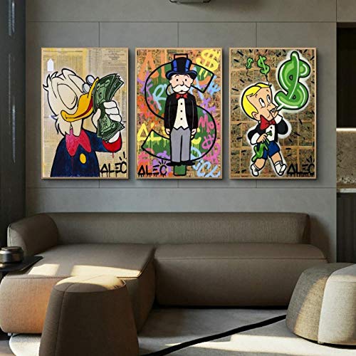 JEfunv ALEC Monopoly Geld Graffiti Kunst Gemälde an der Wand Kunst Poster und Drucke Monopoly Dollar Wandkunst Bild Moderne Wohnkultur 50x70 cm Kein Rahmen von JEfunv