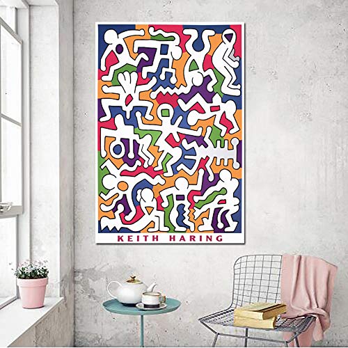 JEfunv HD-Druck Gemälde Wandkunst Keith Haring Original Leinwand Aquarell Poster Home Decor Modulare Bilder für Schlafzimmer 60X80cm 24x32 Zoll ohne Rahmen von JEfunv