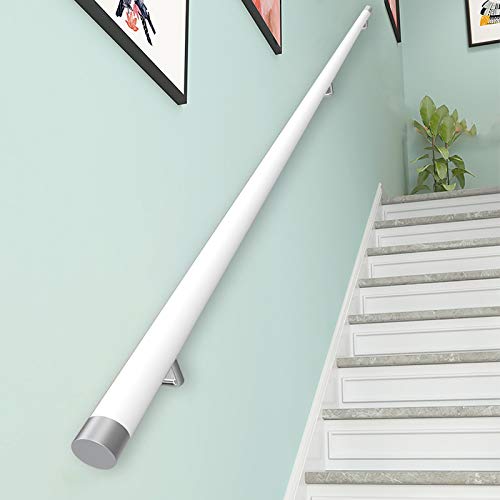Treppengeländer Mit Armaturen Endkappen Weiß ， Verbesserte Version Pine Anti-Rutsch-Handlauf-50~400 cm Komplettset, Korridor-Stützstange ， Mit Fester Halterung (Size : 280cm) von JF-Handläufe