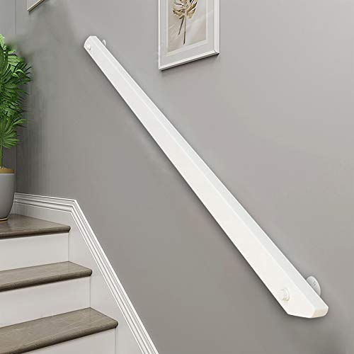 Handlauf-Set für Treppengeländer, aus Holz, rutschfest, mit Eisenhalterungen, 400 cm, Weiß von JF-Handrails