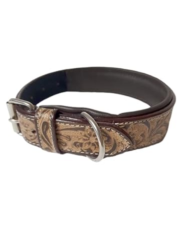 JF-Reitsport Leder Hundehalsband im Western-Design, Handgefertigt Trend Robust Breit (L 14-19 Inches) von JF-Reitsport