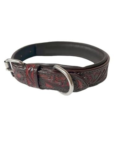 JF-Reitsport Leder Hundehalsband im Western-Design, Handgefertigt Trend Robust Breit (L14-19 Inches) von JF-Reitsport