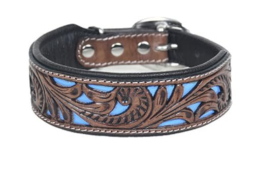 JF-Reitsport Leder Hundehalsband im Western-Design, Handgefertigt Trend Robust Breit (M 13-17 Inches) von JF-Reitsport