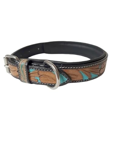 JF-Reitsport Leder Hundehalsband im Western-Design, Handgefertigt Trend Robust Breit (M 13-17 Inches) von JF-Reitsport