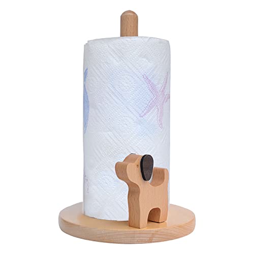 JFBUCF Stehender Papierhandtuchhalter aus Holz, Küchenrollenhalter für Schrank, Arbeitsplatte (25 cm, Hund) von JFBUCF