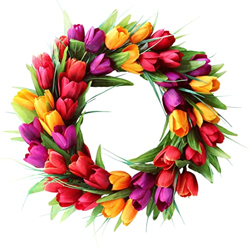 JFBUCF Tulpenkranz Blumenkränze für Haustür, 40 cm, künstliche Seide, Tulpenkränze, Frühlingstürkranz, Girlande für Zuhause, Hochzeit, Valentinstag, Dekoration JFBUCF Tulpenkranz Blumenkränze für Haustür, 40 cm, künstliche Seide, Tulpenkränze, Frühlingstürkranz, Girlande für Zuhause, Hochzeit, Valentinstag, Dekoration von JFBUCF