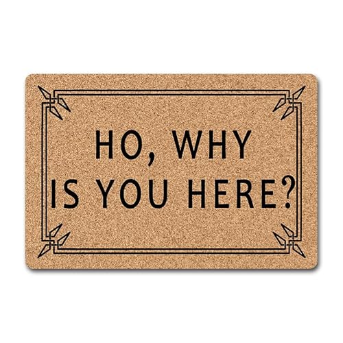 Humorvolle Gummi-Fußmatte für den Eingangsbereich, 60 x 40 cm, rutschfest, lustige Fußmatte mit Aufschrift "Ho Why is You Here", für den Innen- und Außenbereich Humorvolle Gummi-Fußmatte für den Eingangsbereich, 60 x 40 cm, rutschfest, lustige Fußmatte mit Aufschrift "Ho Why is You Here", für den Innen- und Außenbereich von JFFBFF