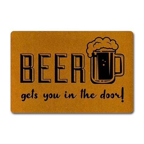 Humorvolle Gummi-Fußmatte für den Eingangsbereich, rutschfest, lustige Fußmatte mit Aufschrift "Beer Gets You in The Door", für den Innen- und Außenbereich geeignet, 60 x 40 cm Humorvolle Gummi-Fußmatte für den Eingangsbereich, rutschfest, lustige Fußmatte mit Aufschrift "Beer Gets You in The Door", für den Innen- und Außenbereich geeignet, 60 x 40 cm von JFFBFF