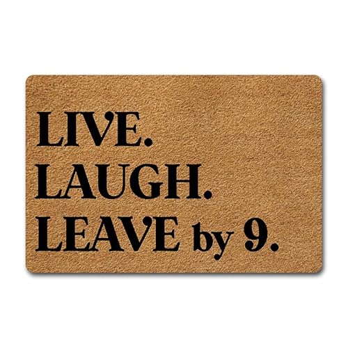 Humorvolle Gummi-Fußmatte für den Eingangsbereich, rutschfest, lustige Fußmatte mit Aufschrift "Live Laugh Leave by 22.9 cm, für den Innen- und Außenbereich Humorvolle Gummi-Fußmatte für den Eingangsbereich, rutschfest, lustige Fußmatte mit Aufschrift "Live Laugh Leave by 22.9 cm, für den Innen- und Außenbereich von JFFBFF