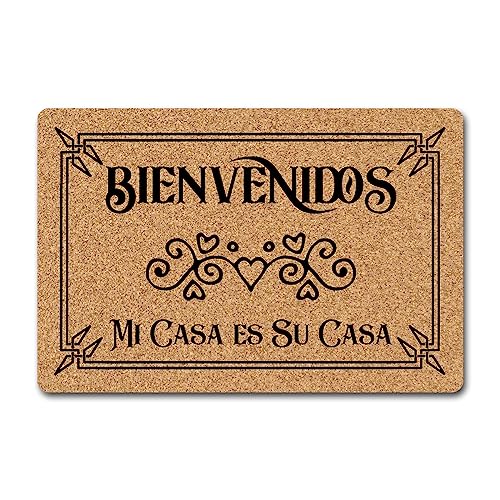 JFFBFF Bienvenidos Mi Casa ES Su Casa Lustige Fußmatte für den Eingangsbereich, mit rutschfester Unterseite, für drinnen und draußen, dekorativer Teppich, 60 cm (B) x 40 cm (L) von JFFBFF