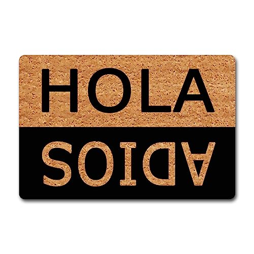 JFFBFF Hola Adios lustige Fußmatte für den Eingangsbereich, mit rutschfester Unterseite, für drinnen und draußen, dekorativer Teppich, 60 cm (B) x 40 cm (L) von JFFBFF