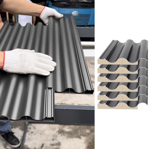 Dachplatten, Dachbahnen 6 Stück Spleißbare Dachbahnenplatte, Isolierte Dachverkleidungsplatte Wellenförmig(Grey,L 1m/3.3ft) von JFGCTYHXY