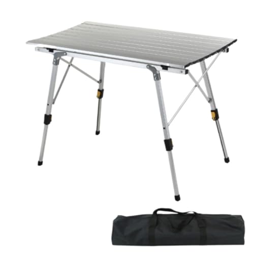 JFGCTYHXY Camping-Klapptisch, Klapptisch, tragbarer Campingtisch for den Außenbereich, mit Beinen aus Aluminium, höhenverstellbar, aufrollbare Tischplatte, Picknicktisch, Faltbarer Tisch von JFGCTYHXY