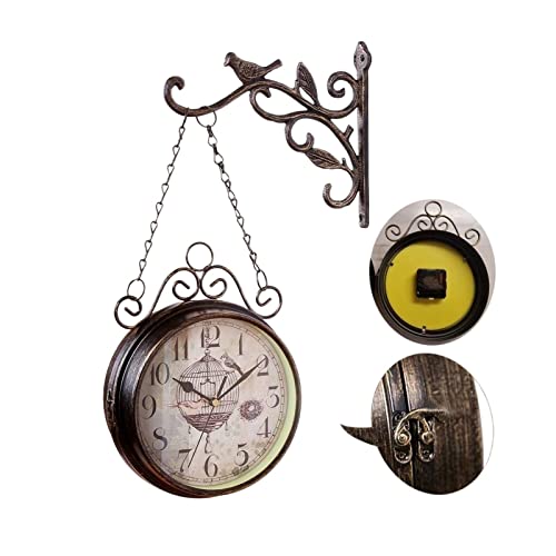 JFGCTYHXY Doppelseitige Wanduhr, Antike doppelseitige runde Halterung Hängestation Silent Chic Vintage Retro Dekor einfach aufzuhängen JFGCTYHXY Doppelseitige Wanduhr, Antike doppelseitige runde Halterung Hängestation Silent Chic Vintage Retro Dekor einfach aufzuhängen von JFGCTYHXY