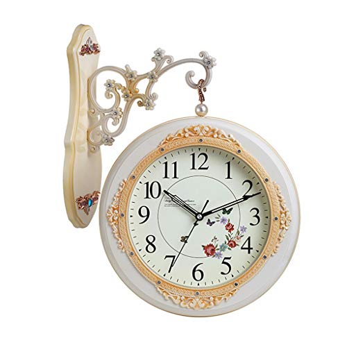 JFGCTYHXY Doppelseitige Wanduhr, Wanduhren Europäische doppelseitige Uhr Retro Home Dekoration Silent Quartz(S) von JFGCTYHXY