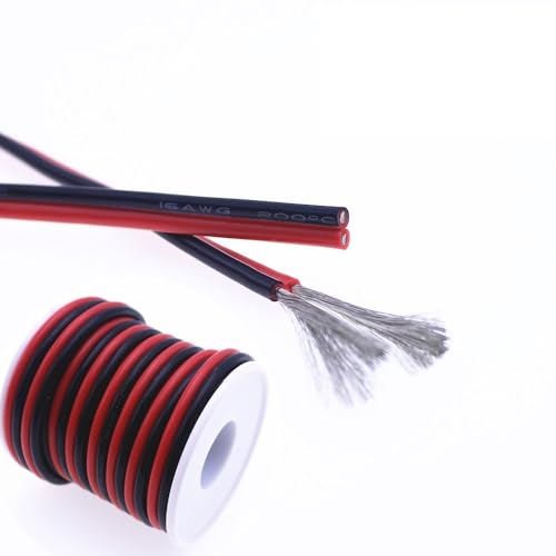 JFGCTYHXY Elektrokabel, 2-adriges Silikonkabel 12/14/16/18/20/22AWG, weiches, schwarz und rot, 2-poliges Parallelkabel(16 AWG) von JFGCTYHXY