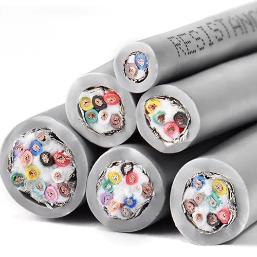 JFGCTYHXY Elektrokabel, 30 m hochflexibles CNC-Twisted-Pair-Kabel mit Abschirmung, 2/4/6/8/10/12-adrig, 26–17 AWG TRVVPS, ölbeständig und biegefest(10 Cores,17 AWG 1.0m㎡) von JFGCTYHXY