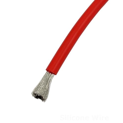 JFGCTYHXY Elektrokabel, Rotes, Flexibles, verzinntes Kupferkabel 6–28 AWG 1/5/10/20 Meter, Hochtemperatur-Haushaltskabel, extra weicher Silikondraht(28 AWG,5m) von JFGCTYHXY