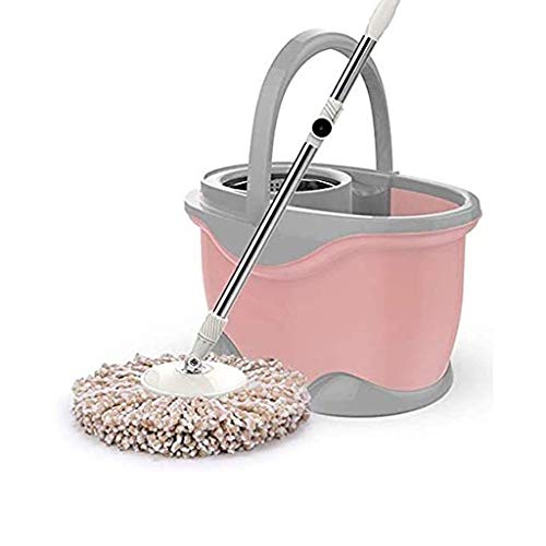 JFGCTYHXY Mopp-Set, Wischmopp-Eimer, rotierender Mopp, automatischer Haushalts-Freisprech-Waschmopp, Wassermopp, Edelstahl-Eimer(Pink) von JFGCTYHXY