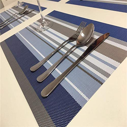 JFGCTYHXY Tassenuntersetzer, Hitzebeständiges Tischset im Western-Stil mit rosa Streifen | Isolierte Tischmatte als ESS- und Küchendekor(Blue Stripes (4 Pieces)) von JFGCTYHXY