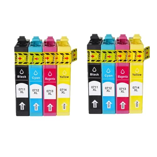 JFGIkLFD -Hochwertige kompatible Tintenpatrone T0711 T0712 T0713 T0714 Kompatibel mit Stylus DX6050 DX7400 DX7450 DX8400 DX8450 DX9400 DX9400F Drucker(2SET) von JFGIkLFD