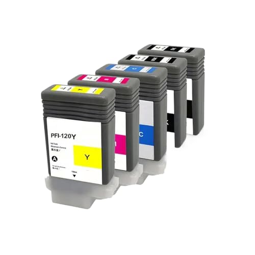 JFGIkLFD Kompatible Tintenpatrone PFI-120 PFI120 Kompatibel mit ImagePROGRAF IPF TM-200 TM-205 TM-300 TM-305 Drucker(ONE Set 5 Colors) von JFGIkLFD