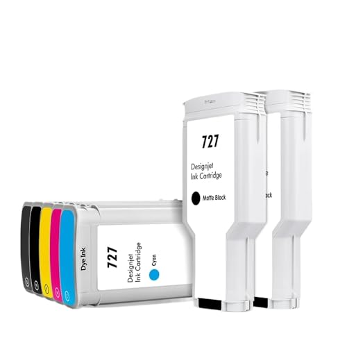 JFGIkLFD Kompatibles Tintenpatronen-Set Kompatibel mit DesignJet T920 T930 T1500 T1530 T2500 T2530 Drucker OCBESTJET 7er-Pack PK C M Y GY MK MK von JFGIkLFD