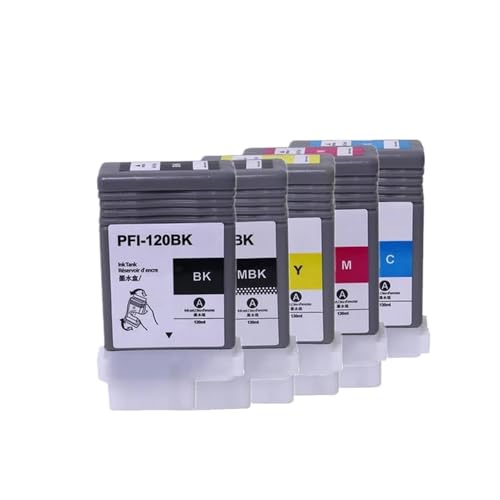 JFGIkLFD PFI-120 Tintenpatrone mit Chip und Pigmenttinte, kompatibel mit TM-200 TM-205 TM-300, 130 ml pro PC(1Set 5Color) von JFGIkLFD