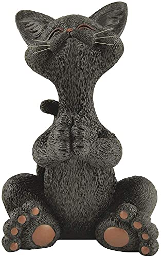 Skurriles schwarze Katze betende Figur niedlich Sammlerstück – Happy Cat Collection Katzenliebhaber Geschenke für Frauen, Männer, süße Geschenke, Büro Schreibtisch Zubehör, Dekoration von JFSM INC.