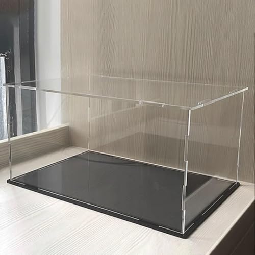 Transparente Acryl-Vitrine, zusammenbaubar, Würfel-Organizer, Ständer, staubdichter Schutz, Vitrine mit schwarzem Sockel für Actionfiguren, Spielzeug, Sammlerstücke,2mm, 45/50/55/60/65/70cm(65x65x60cm von JFUTD