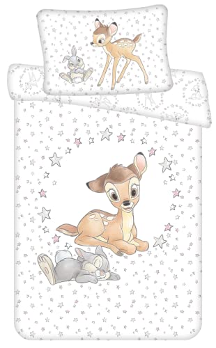 Bettwäsche Baby Bambi Stars, Disney, Bettbezug 2-teilig, 100 x 135 cm + Kissenbezug 40 x 60 cm, 100% Baumwolle von JFabrics
