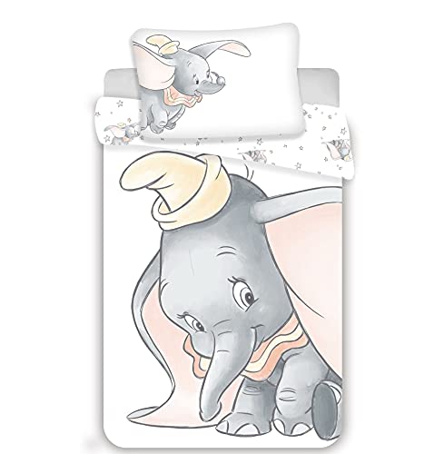 Dumbo Grey Baby Bettwäsche Set 2tlg. 100% Baumwolle Größe: 100x135 cm, 40x60 cm, ÖkoTex Standard 100… von JFabrics