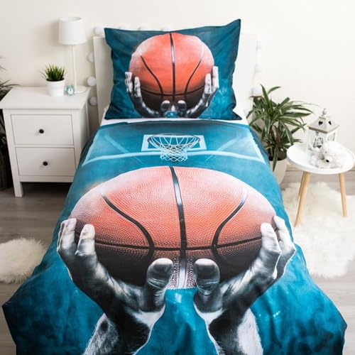 JFabrics Bettwäsche Basketball, 100% Baumwolle, Bettbezug 140 x 200 cm + Kissenbezug von JFabrics