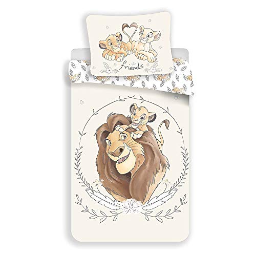 Disney Der König der Löwen Bettbezug für Kinder, Bettwäsche 140 x 200 cm, Kissenbezug 70 x 90 cm, 100% Baumwolle von Jerry Fabrics