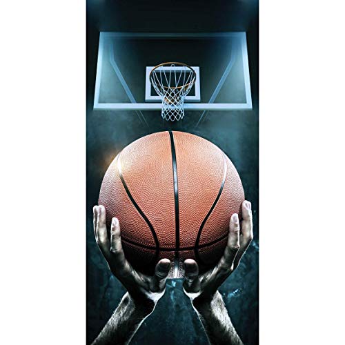 JFabrics Handtuch Strandtuch Saunatuch Basketball mit Basketballkorb, 70 x 140 cm, 100% Baumwolle von Jerry Fabrics